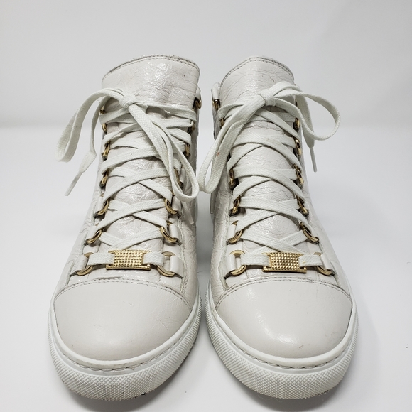 BALENCIAGA Arena High Beige leather Sneakers. Size: 37 - Picture 7 of 8